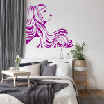 Samolepka Žena z profilu Barva: fialová, Velikost: 60 x 56 cm