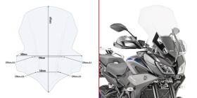 2139DT plexi čiré Yamaha MT-09 Tracer 900/900 GT (18-20), vxš695x480 mm, použij D2139Kit pro montáž