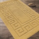 DumDekorace Dvoudílná koupelnová sada MONTANA ETHNIC v šafránově žluté barvě Šířka: 50 cm | Délka: 80 cm