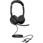 Jabra Evolve2 50 Sluchátka On Ear kabelová, Bluetooth® stereo černá Redukce šumu mikrofonu, Potlačení hluku headset, Vypnutí zvuku mikrofonu, regulace