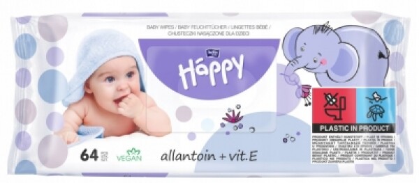 Bella Happy vlhčené ubrousky s alantoinem a vitamínem E 64ks