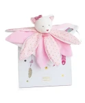 Doudou Dárková sada - Plyšový muchláček růžová kočka 26 cm