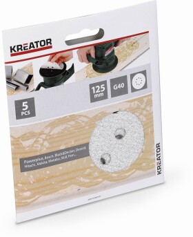 KREATOR KRT230553 / Brusný papír na barvu / Zrnitost 40 / Průměr 125 mm / 5 ks (KRT230553)