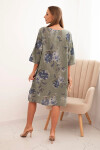 Dámská bavlněná šaty s květinovým vzorem a 3/4 rukávem khaki UNI