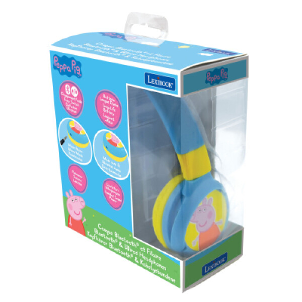 Lexibook 2v1 bluetooth skládací sluchátka Prasátko Peppa s limitem hlasitosti