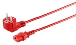 MicroConnect Síťový napájecí kabel Schuko 90° - C13 červená / Napájecí kabel / 3 m / 250 V / 10 A (MC-SCHUANGC13300R)