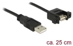 DeLock černá / Montážní USB kabel / USB A (M) - USB A (F) / 0,25 m / USB 2.0 (85462)