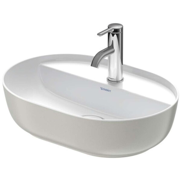 DURAVIT - Luv Umyvadlo na desku, 50x35 cm, bez přepadu, s otvorem pro baterii, bílá/matná šedá 0380502300