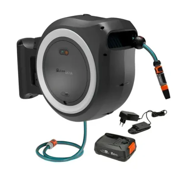 Gardena 18647-20 Nástěnný box na hadici PowerRoll XXL / Délka hadice 40 m / Průměr hadice 13 mm / Napájení: 18V / 2.5 Ah (18647-20)