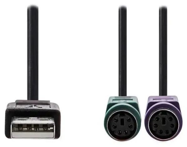 Nedis adaptér USB-A - 2x PS/2 černá / Adaptér / 480 Mbps / 30 cm (CCGB60830BK03)