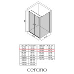 CERANO - Sprchový kout Antelo L - L/P - 6 mm - černá matná, transparentní sklo - 80x50 - otočný CER-666466
