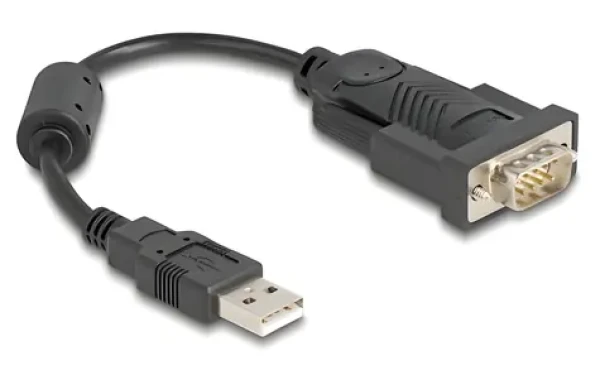 Delock USB 2.0 A - RS-232 DB9 černá / USB adaptér / 0,25 m / pozlacené kontakty / magneticky stíněný (64276)