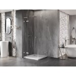 MEXEN/S - Lunar L Duo sprchový kout dveře křídlové 85 x 85, transparent, nikl kartáčovaný 834L-085L-085P-97-00