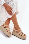 Dámské Sandály S Pásky A Pleteninou Béžové Pardauss 39