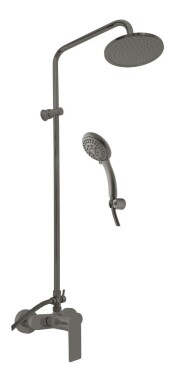 SLEZAK-RAV - Vodovodní baterie sprchová s hlavovou a ruční sprchou NIL - metal grey kartáčovaná, Barva: METAL GREY - kartáčovaná , Rozměr: 150 mm NL182.5/7-1MGK