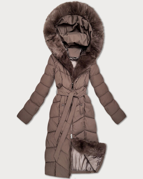 Hnědá dámská zimní bunda s kožešinovým panelem S'West (B8525-48) odstíny hnědé S (36)