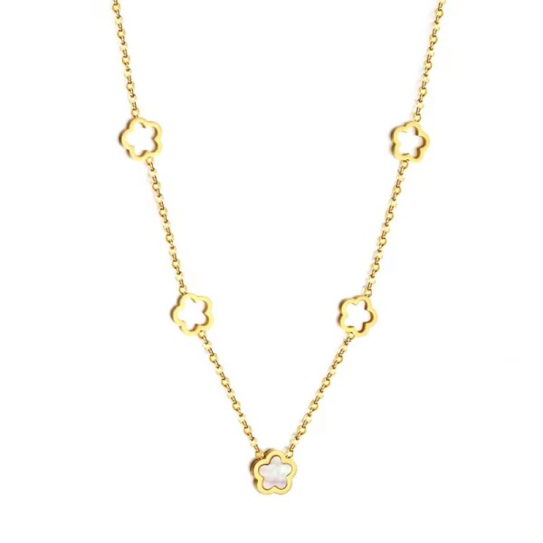 Náhrdelník s jemnými květy Fiora Gold - chirurgická ocel, Zlatá 40 cm + 5 cm (prodloužení)