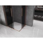 MEXEN/S - Velar L Duo sprchový kout, posuvné dveře 90 x 80, grafit, měď kartáčovaná 871-090-080-02-43-65