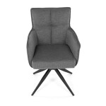 Židle jídelní, taštičkové pružiny v sedáku, 180° otočný mechanismus, šedá voděodolná látka, černý kov