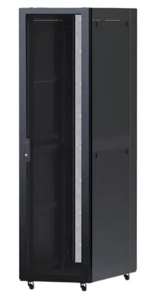 XtendLan Rozvaděč 47U černá / Stojanový rozvaděč / 19" / 800x1000 mm / perforované dveře a záda / nosnost 2400 kg (COLD-47U-80-BLACK-S)