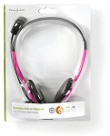 Nedis PC sluchátka růžová / Sluchátka / Stereo / 2x 3,5 mm / Skládací mikrofon (CHST100PK)