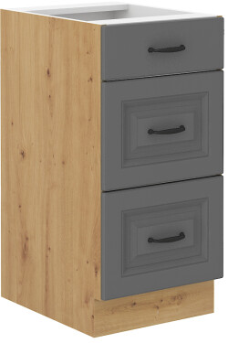 Spodní skříňka Stilo 40 D 3S BB - Premium Box Barva korpusu: Dub artisan, Barva dvířek: Dust Grey
