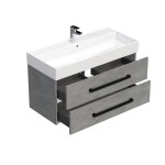Koupelnová skříňka s černou úchytkou a umyvadlem SAT Cube Way 100x53x46 cm beton mat CUBE46C1002BESAT CUBE46C1002BESAT