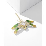 Brož Swarovski Elements Reyna - vážka, Zlatá