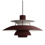 Louis Poulsen Závěsná lampa PH 5 Monochrome Burgundy, červená barva, kov