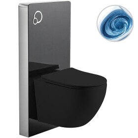 CERANO - Kompletní WC set Modul/Cesso - černá matná - integrované WC tlačítko - pneumatický modul - 49x36 CER-979847