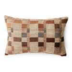 HK living Hedvábný polštář Rural 40 x 25 cm, béžová barva, hnědá barva, textil