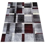 DumDekorace Koberec s geometrickými vzory v červeno-šedé barevné kombinaci
