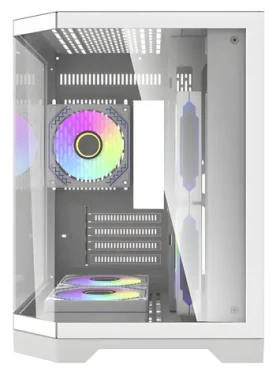 DarkFlash FT350 bílá / PC skříň / Mini věž / M-ATX / ITX / 5x ARGB / průhledná bočnice / bez zdroje (FT350 White)