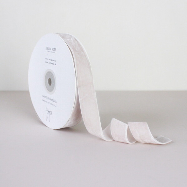 Bella Rose Sametová stuha 2 cm – Taupe (10 m), béžová barva, textil