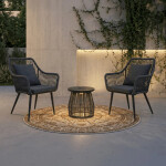 Zahradní set 1+2, solární podsvícení, kov, šedá, AZS-L1314 GREY