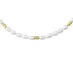 Perlový náhrdelník Lucia - chirurgická ocel, Zlatá 38 cm + 5 cm (prodloužení) Bílá