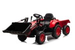 Mamido Dětský elektrický traktor s radlicí a přívěsem červený