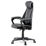 Herní křeslo, šedá, černá ekokůže a černá látka a síťovina MESH, PCA mech