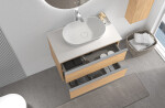 CERANO - Koupelnová skříňka Velora - dub medový, úchytka chromová + deska z lit. mramoru Elanys - 12 mm - bílá matná - 70x54,2x46,5 CER-679457