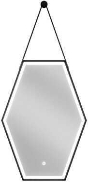 MEXEN - Orla zrcadlo s osvětlením 50 x 70 cm, LED 6000K, černý rám 9815-050-070-611-70