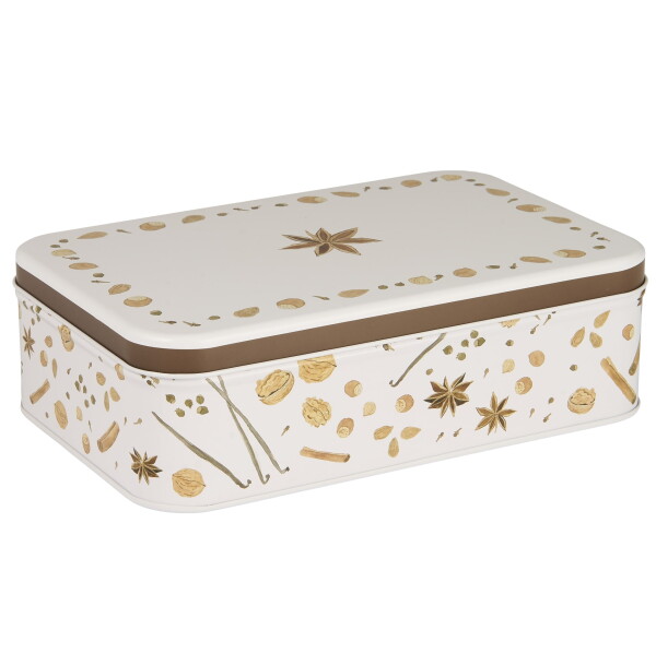 Ib Laursen Plechová dóza Christmas Spices Flat Square, hnědá barva, kov