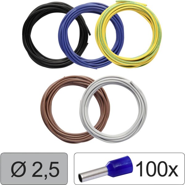 Quadrios 25CW119 Jednotlivá žíla, LiFY, 2.5 mm², černá, modrá, žlutozelená, hnědá, šedá, 1 sada