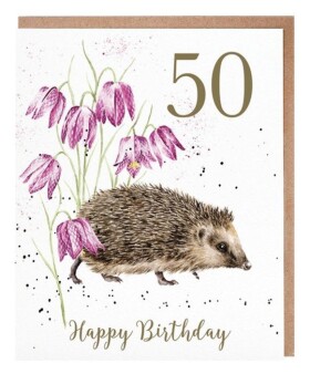 Narozeninové přání Wrendale Designs 50 Little Wanderer - Ježek