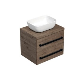 Koupelnová skříňka s černou úchytkou a krycí deskou SAT Cube Way 60x47,5x46 cm dub Wellington mat CUBE46C1603DW45 CUBE46C1603DW45