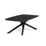 Stůl konferenční, deska slinutá keramika 120x70cm, černý mramor, nohy černý kov