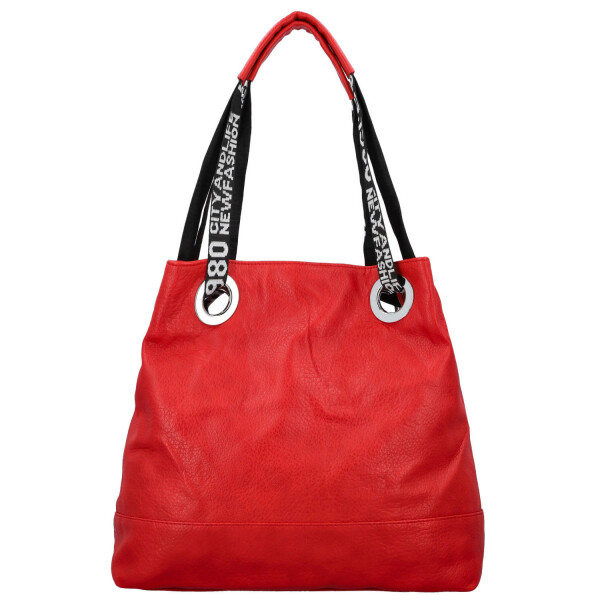 Módní dámská koženková kabelka na rameno Žanet, červená