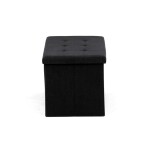 Taburet s úložným prostorem, černá manšestrová látka