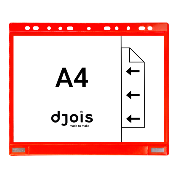 Djois kapsy na dokumenty s euroděrováním a magnetem, A4, červená, 5 ks