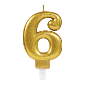 Svíčka číslo 6 zlatá Amscan Svíčka číslo 6 zlatá