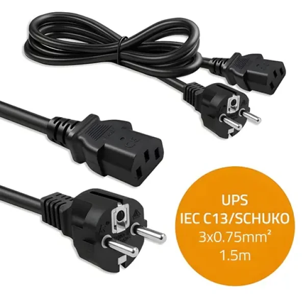 Napájecí kabel SCHUKO CEE 7/7 (E/F) - IEC C13 1,5 m / Napájecí kabel / 3x 0,75 mm2 / čistá měď Cu (54625)